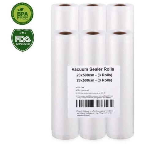 Sacs Sous Vide - ZGEER - Pack de 6 rouleaux 20x500cm et 28x500cm - Sans BPA - Approuvé par la FDA