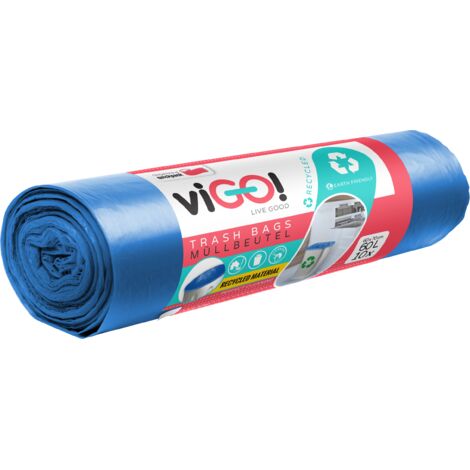 Sacs viGO Eco LD, faciles à trier, bleus, 60 L, 10 pièces.