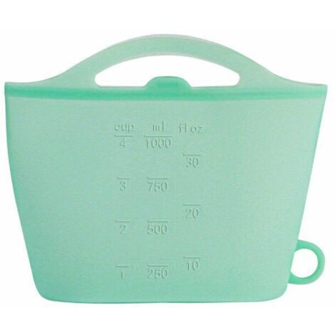 Sacs zippés en silicone,sacs en silicone pour aliments ou ustensiles, sacs de congélation réutilisables - 1000ml - vert