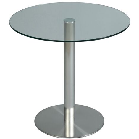 SADA - Table de Repas Transparent Piètement Acier Brossé