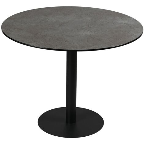 SADA - Table Repas Aspect Céramique Pied Central Anthracite