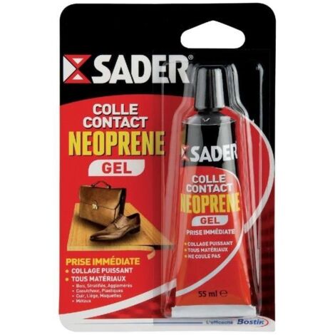 Sader – Colle contact gel néoprène 55 ml – Application facile sur surfaces verticales – Prise instantanée – Résiste à l'humidité