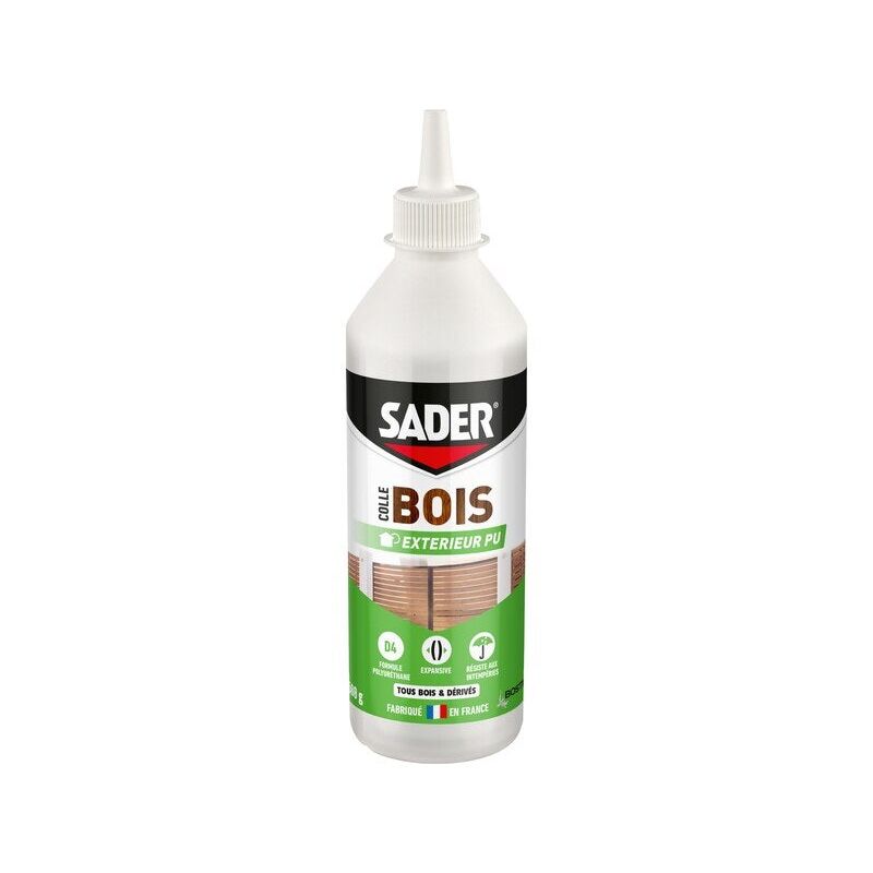 Sader - Colle d'assemblage polyurethane bois exterieur d4 biberon 500g