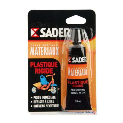 Sader – Colle spéciale plastique rigide 55ml – Prise rapide pour PVC et ABS – Résistante aux températures -20°C à +60°C