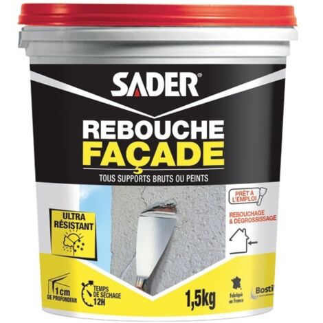 Sader – Enduit de rebouchage pour façade – Ultra résistant aux intempéries – Répare jusqu'à 5 cm – Poudre 1,5 kg pour tous supports
