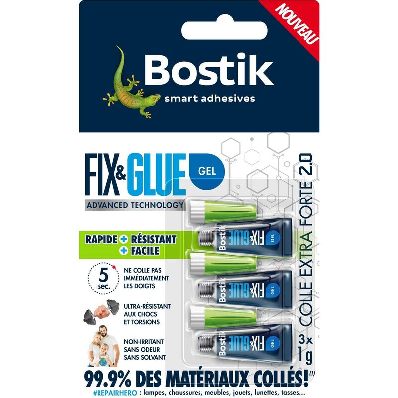 Fix & glue gel - 3 tubes de 1G sa 30614474 - Bostik