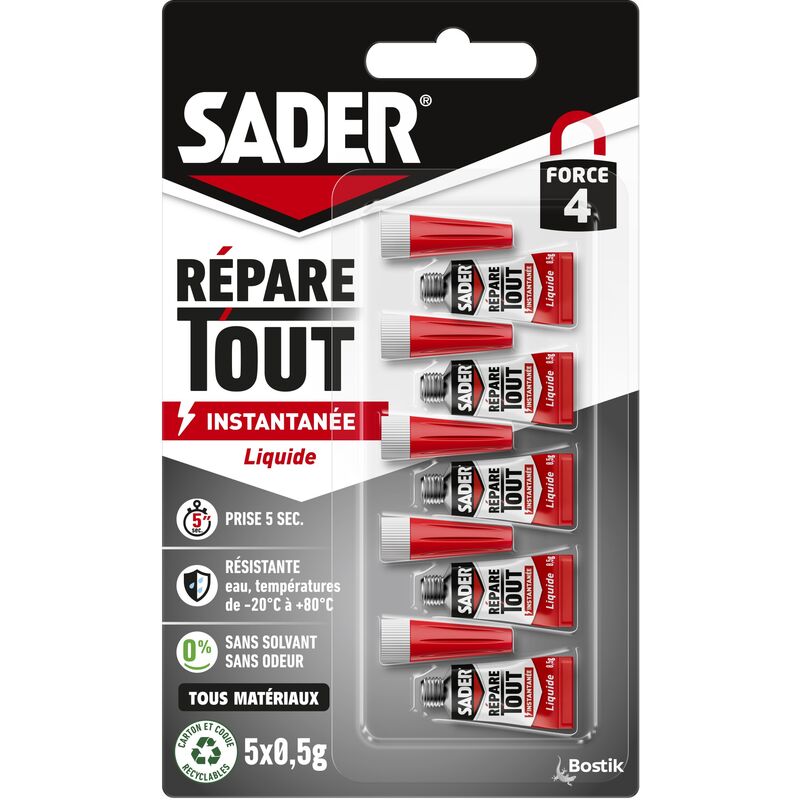 Sader - répare tout - Glue liquide 5x0,5g