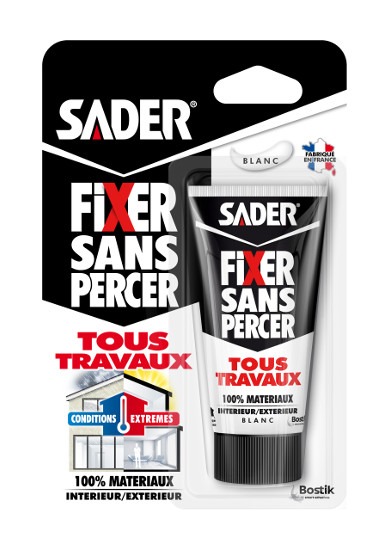 Sader - Colle Fixer Sans Percer tous travaux 50g Blanc