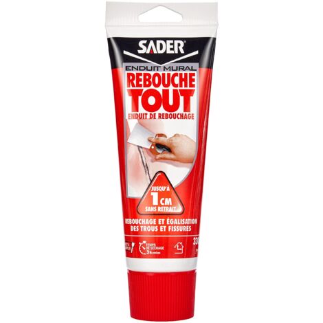 Sader Ribocca Tutto – Rivestito di rimboschimento interno pronto all'uso, tutti i supporti – Ritappatura ed equalizzazione di fori e crepe, fino a 1 cm – Guarnizione piastra di gesso – 1 tubo 330 g
