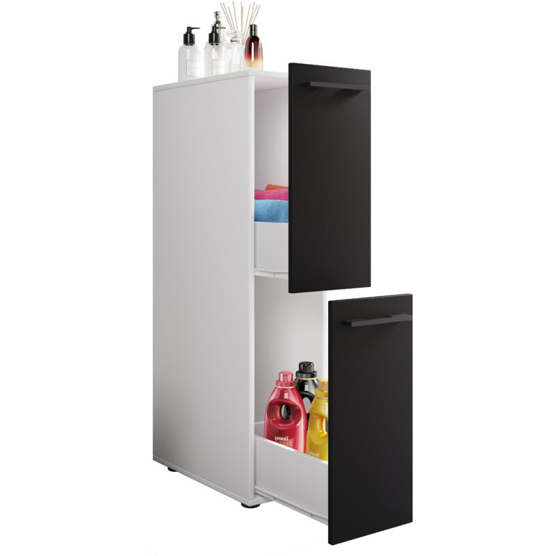 Ebuy24 Sadilol Badschrank Weiß, Anthrazit.