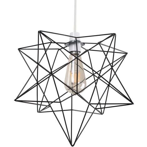 Sadira Retro Matt Black Geometric Star Design Ceiling Pendant Light Shade