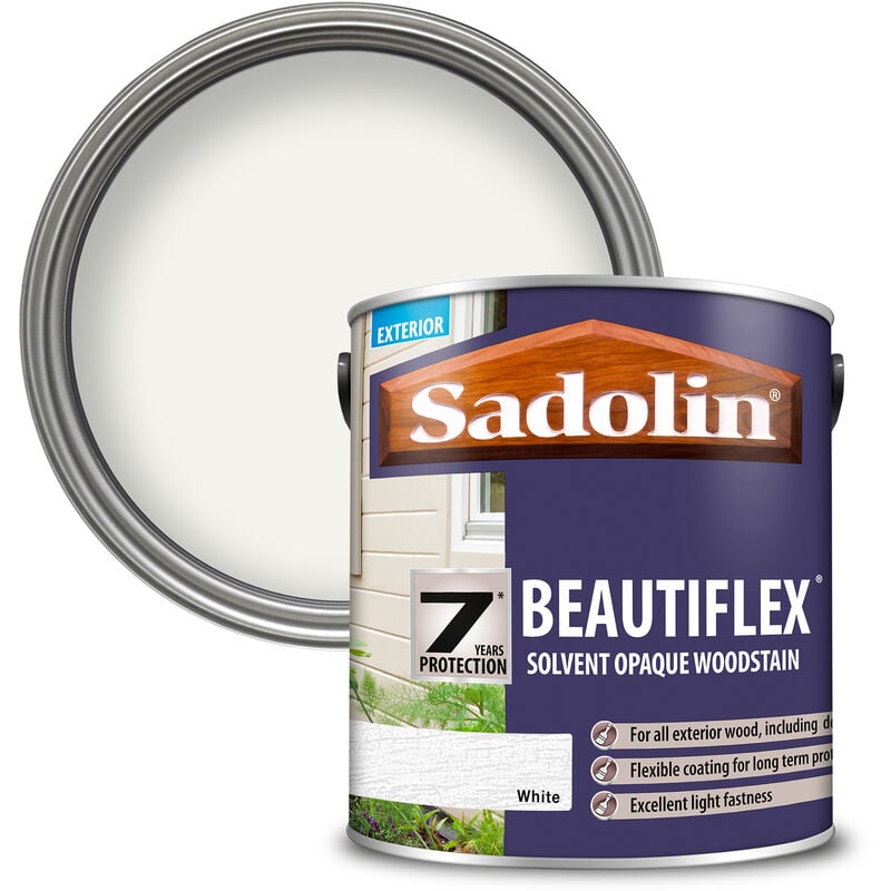 Beautiflex Solvent Opaque Woodstain - White - 2.5L - Sadolin