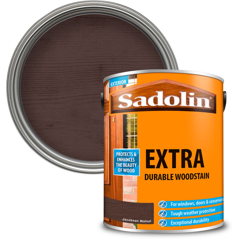 Sadolin - Extra Durable Woodstain - Jacobean Walnut - 5L - Jacobean Walnut