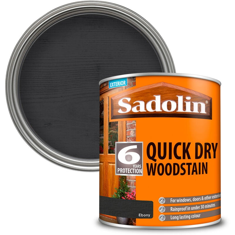 Sadolin - Quick Dry Woodstain - Ebony - 1L - Ebony