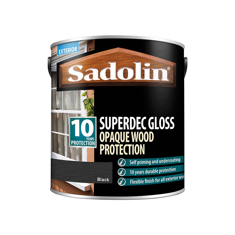 Sadolin - Superdec Opaque Wood Protection Black Gloss 2.5 litre SAD5028854