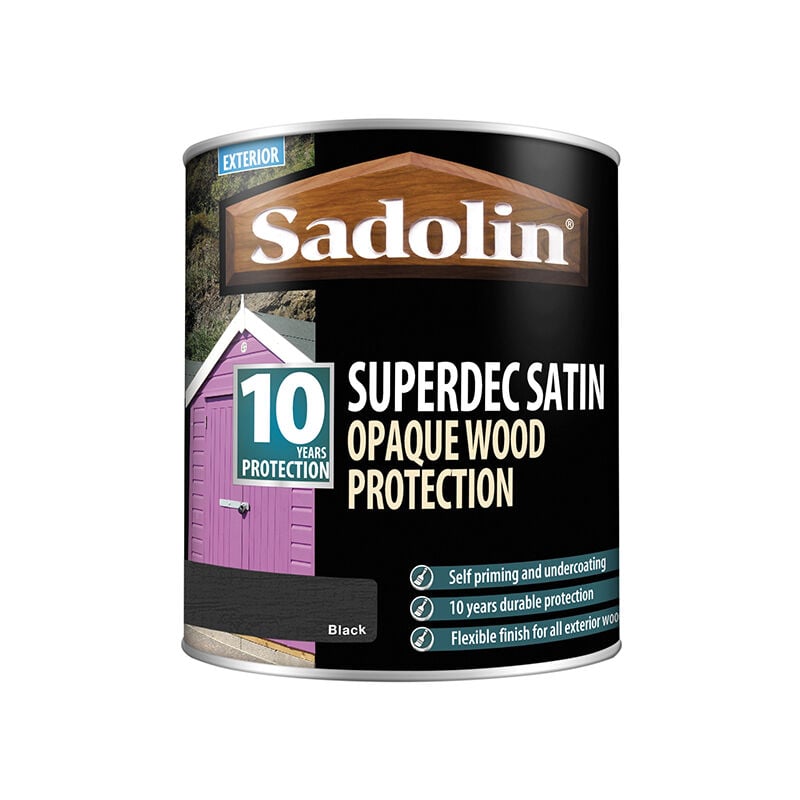 Superdec Opaque Wood Protection Black Satin 1 litre SAD5028828 - Sadolin