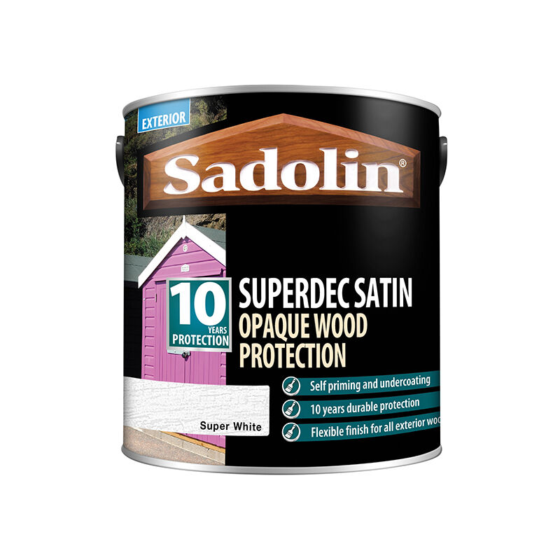 Superdec Opaque Wood Protection Super White Satin 2.5 litre SAD5028826 - Sadolin