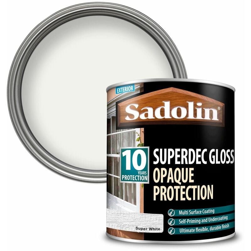 Superdec Opaque Wood Protection Super White Gloss 1 litre SAD5028850