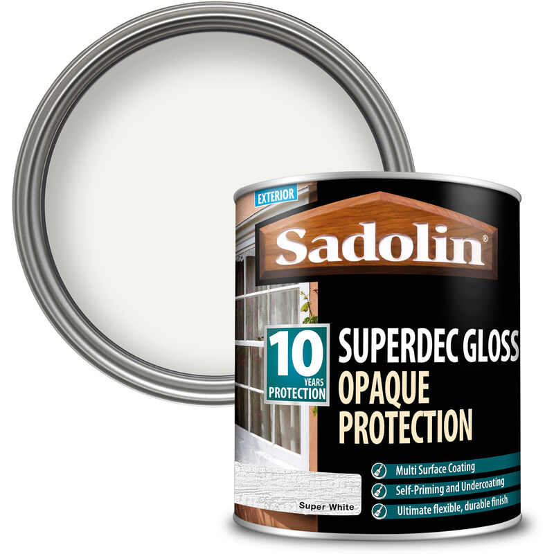 Sadolin - Superdec Gloss Opaque Wood Protection - Super White - 1L - Super White