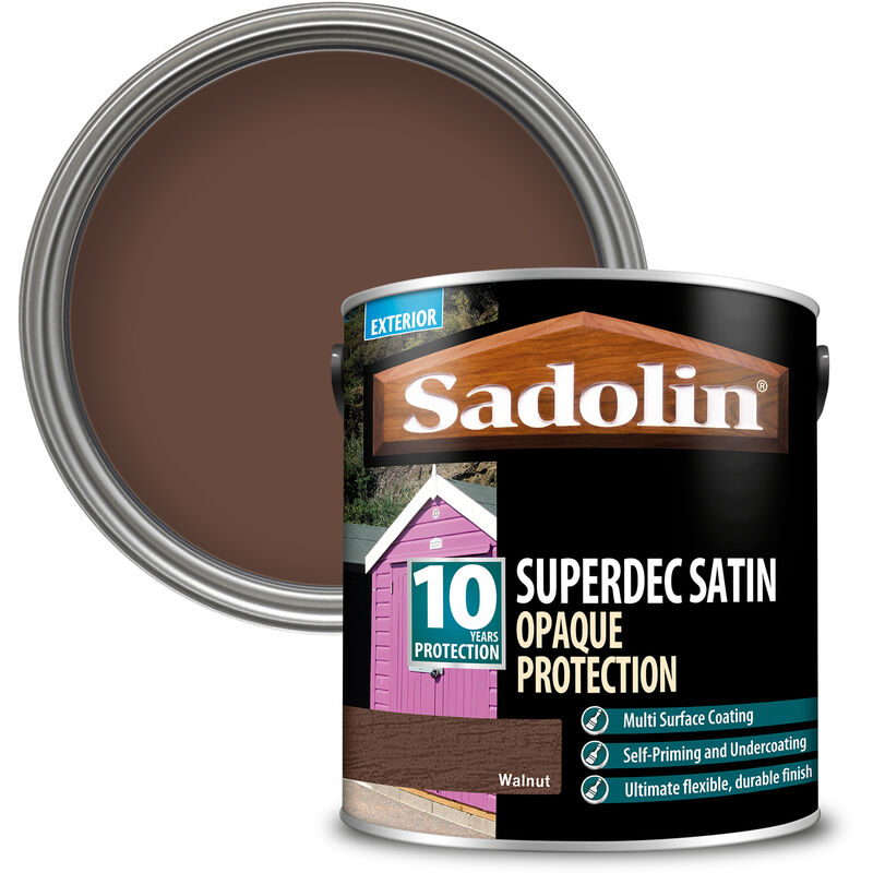 Sadolin - Superdec Satin Opaque Wood Protection - Walnut - 2.5L - Walnut