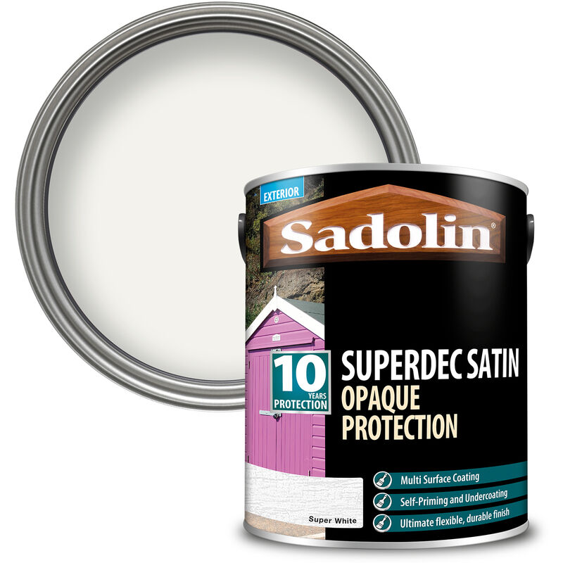 Sadolin - Superdec Opaque Wood Protection Super White Satin 5 litre SAD5028827