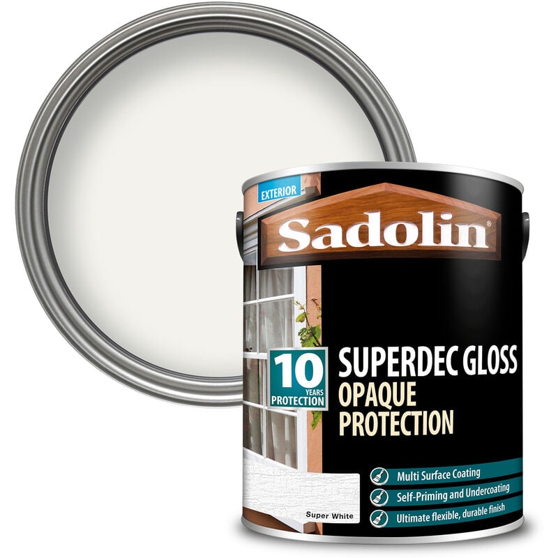 Sadolin - Superdec Gloss Opaque Wood Protection - Super White - 5L - Super White