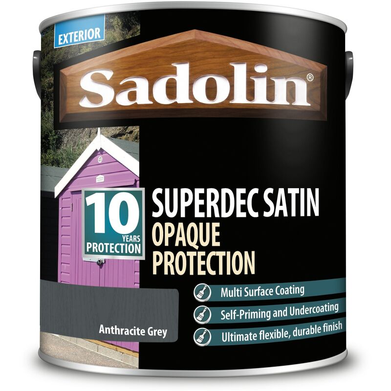 Sadolin - Superdec Satin Opaque Wood Protection - Anthracite Grey - 2.5L - Anthracite Grey