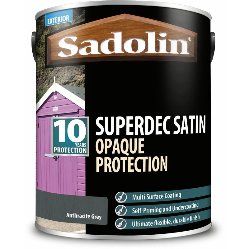 Superdec Satin Opaque Wood Protection - Anthracite Grey - 5L - Sadolin