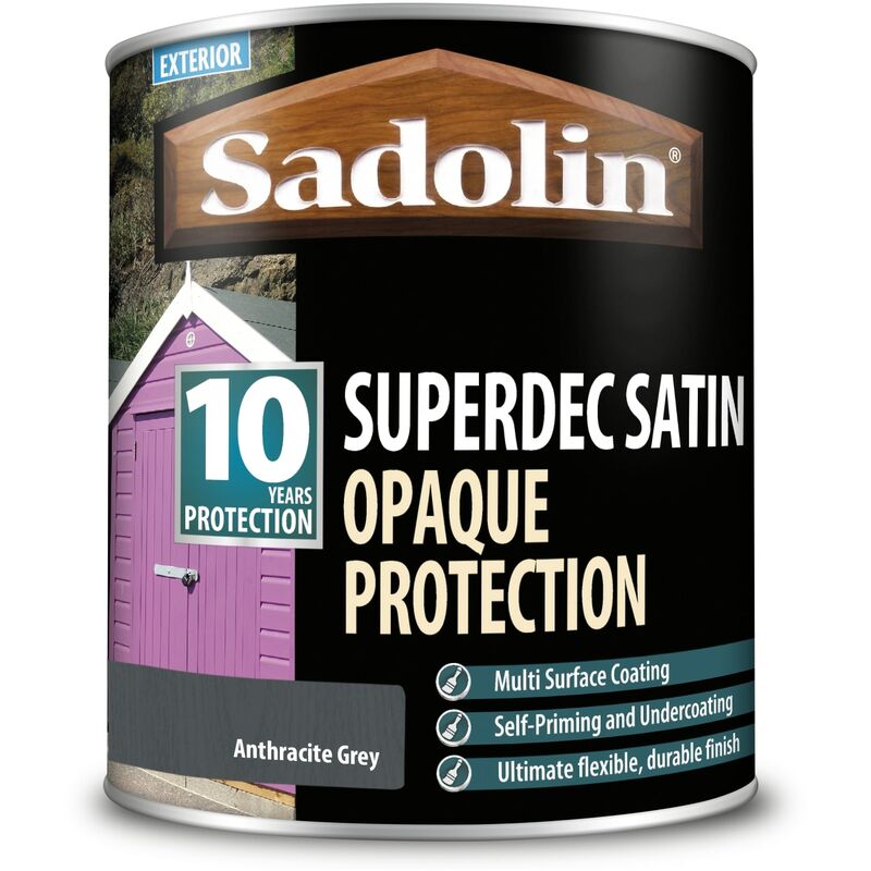 Sadolin - Superdec Satin Opaque Wood Protection - Anthracite Grey - 1L - Anthracite Grey