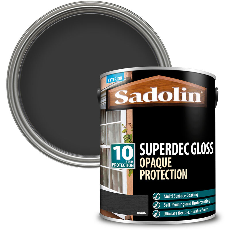 Sadolin - Superdec Gloss Opaque Wood Protection - Black - 5L - Black