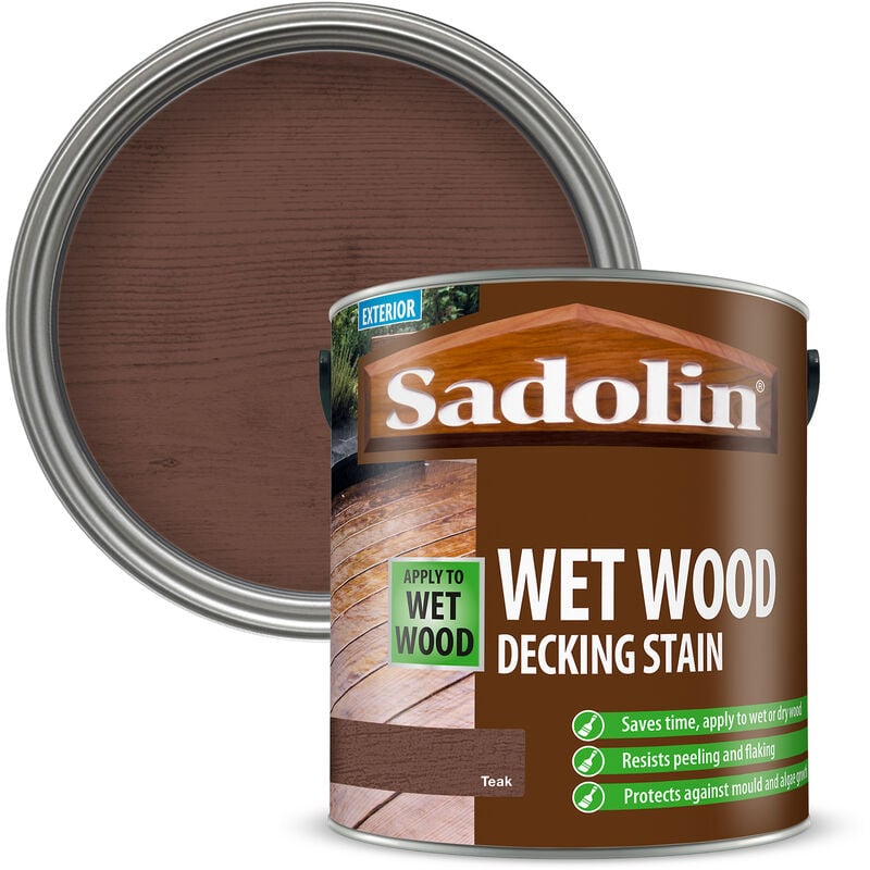 Sadolin - Wet Wood Decking Stain - Teak - 2.5L - Teak