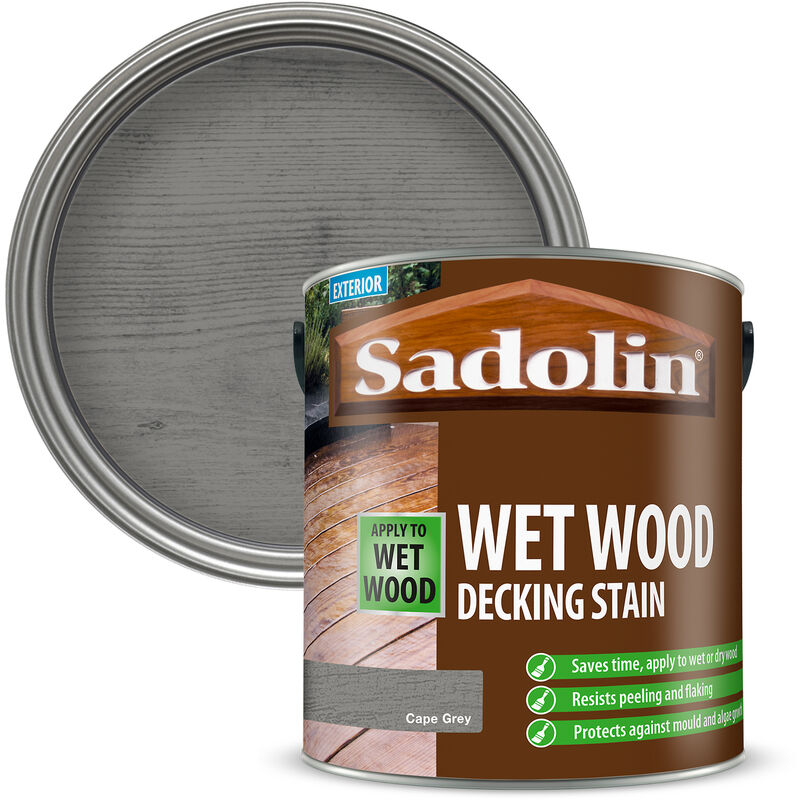 Sadolin Wet Wood Decking Stain - Cape Grey - 2.5L