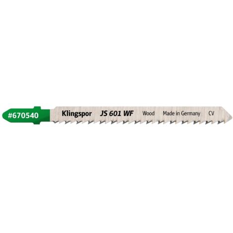 Sägeblatt dedebacke, Klingspor JS 601 WF, Präzisionsschnitt in Holz und Holzwerkstoffen, Chrom-Vanadium-Stahl, 10 TPI, konische und kreuzgeschliffene Ausführung, 100x8x1,45 mm