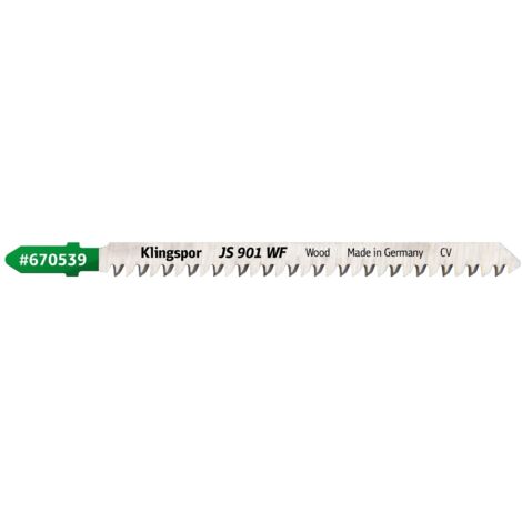 Sägeblatt defromjaw, Klingspor JS 901 WF, Schneiden from von Holz und Holzwerkstoffen, Chrom-Vanadium-Stahl, 9 TPI, konische und kreuzgeschliffene Ausführung, 115x8x1,45 mm