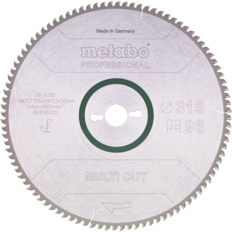 Sägeblatt Metabo multi cut professional  315x30, Z96 FZ/TZ, 5Grad neg.