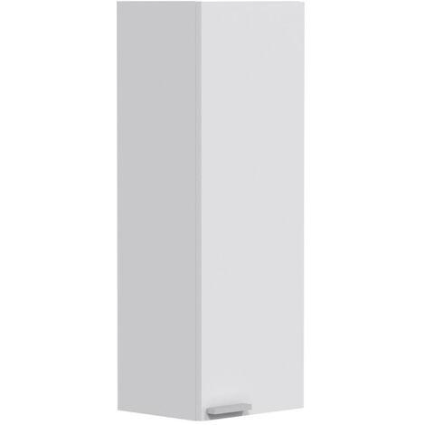 Säule für das Badezimmer Torrance, Säulenschrank für Badezimmer mit 1 Tür, Hängeschrank mit 1 Einlegeboden, cm 30x25h85, Glänzend weiß