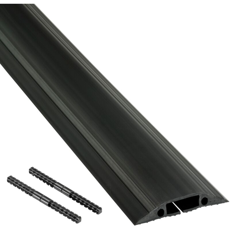 ZORO SELECT Passe-c&acirc;ble de plancher souple avec raccords (noir)