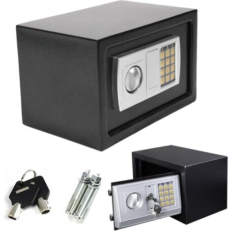 Safe Tresor mit Zahlenschloss Elektronik Safe mit 2 Schlüssel Wandtresor Elektronischer Safe Möbeltresore Feuerfest Wasserdicht Sicherheitsbox Mini Safe Doppelstahlbolzen, 8,5 Liter Schwarz 20x31x20cm