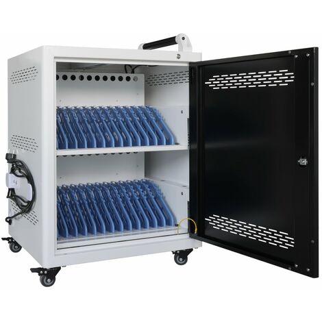 Safecart26 Bianco - Carrello per tablet/laptop per 26 tablet o laptop - ricarica e stoccaggio