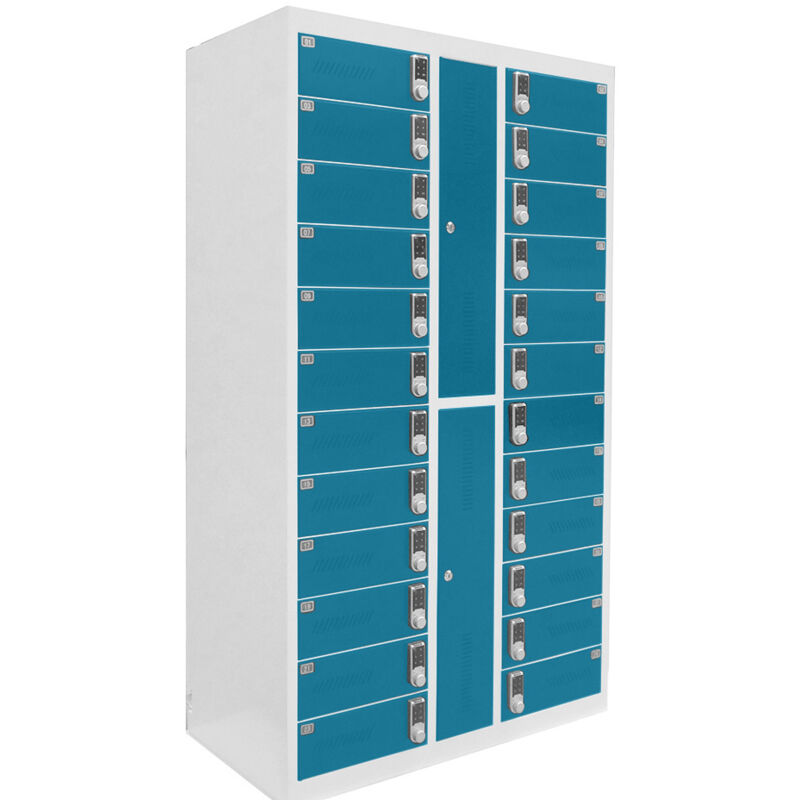 Safelock Laptop - Armoire de chargement - avec serrure à code pour 24 ordinateurs ou tablettes - bleu