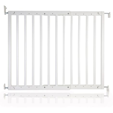 Safetots Chunky Wooden Screw Fit Stair Gate, White, 63.5cm - 105.5cm, Wood Baby Gate, Screw Fit Safety Barrier