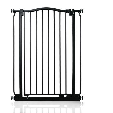 Safetots Extra Tall Curved Top Safety Gate, 71cm - 80cm, Matt Black, Extra Tall 100cm in Height, Pressure Fit Stair Gate