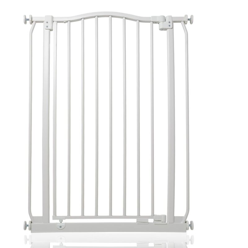 Safetots - Extra Tall Curved Top Safety Gate, 71cm - 80cm, Matt White, Extra Tall 100cm In Height, Pressure Fit Stair Gate