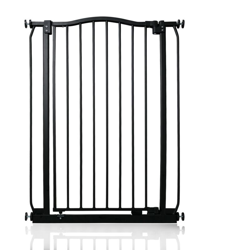 Safetots - Extra Tall Curved Top Safety Gate, 71cm - 80cm, Matt Black, Extra Tall 100cm In Height, Pressure Fit Stair Gate