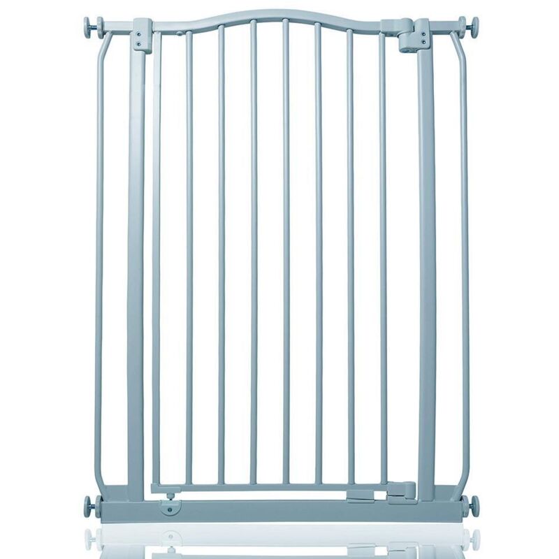 Safetots - Extra Tall Curved Top Safety Gate, 71cm - 80cm, Matt Grey, Extra Tall 100cm In Height, Pressure Fit Stair Gate