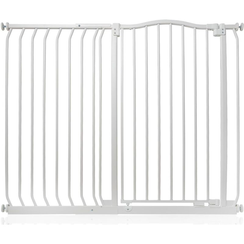 Safetots Extra Tall Curved Top Safety Gate, 116cm - 125cm, Matt White, Extra Tall 100cm In Height, Pressure Fit Stair Gate