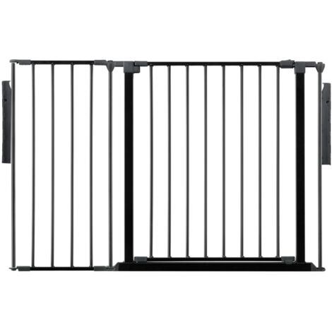 Safetots Premium Multi Panel Room Divider, up to 115cm Wide, Black, 70cm Tall, Flexible Barrier with Door for Baby and Toddler