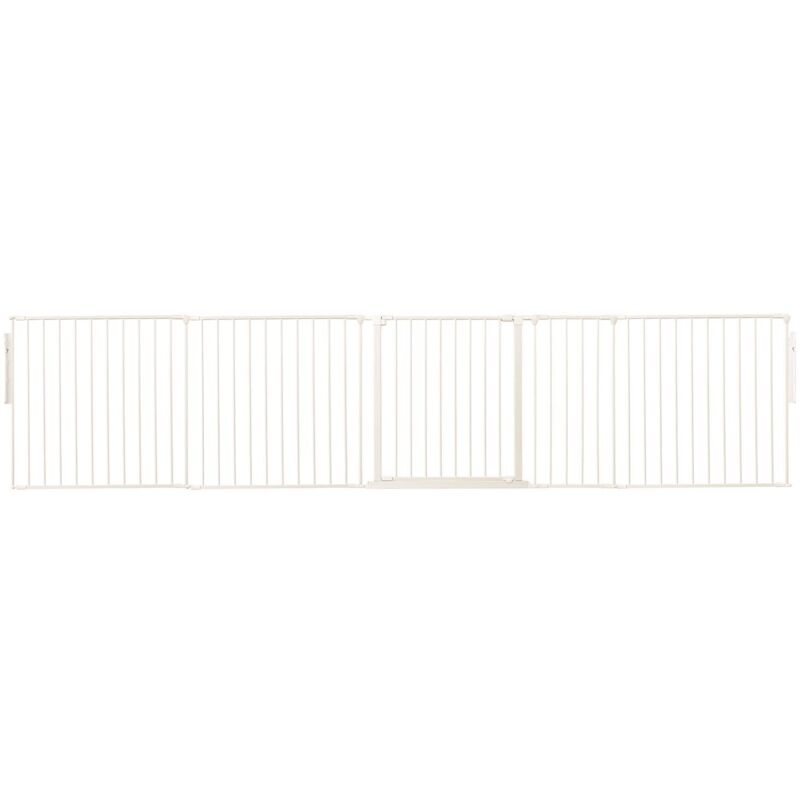 Safetots - Premium Multi Panel Room Divider, Up To 331cm Wide, White, 70cm Tall, Flexible Barrier With Door For Baby And Toddler
