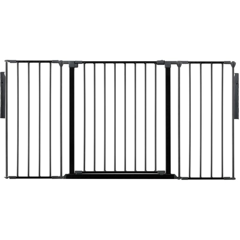 Safetots Premium Multi Panel Room Divider, Up To 148Cm Wide, Black, 70Cm Tall, Flexible Barrier With Door For Baby And Toddler, Black
