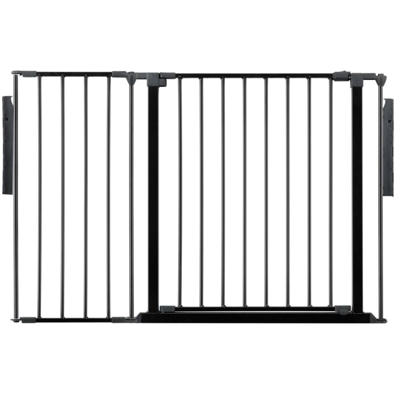 Safetots Premium Multi Panel Room Divider, Up To 115Cm Wide, Black, 70Cm Tall, Flexible Barrier With Door For Baby And Toddler, Black